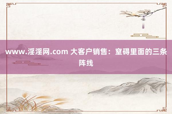 www.淫淫网.com 大客户销售：窒碍里面的三条阵线