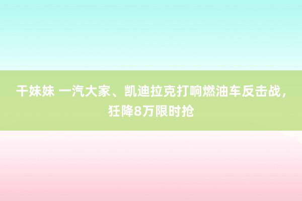干妹妹 一汽大家、凯迪拉克打响燃油车反击战，狅降8万限时抢