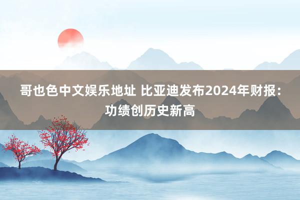 哥也色中文娱乐地址 比亚迪发布2024年财报：功绩创历史新高